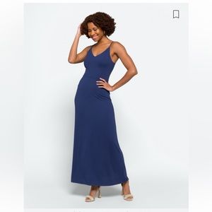 Alisha Knit strappy back blue maxi dress small